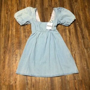 Show Me Your Mumu Women's Small Smitten Babydoll Dress in Sky Blue
